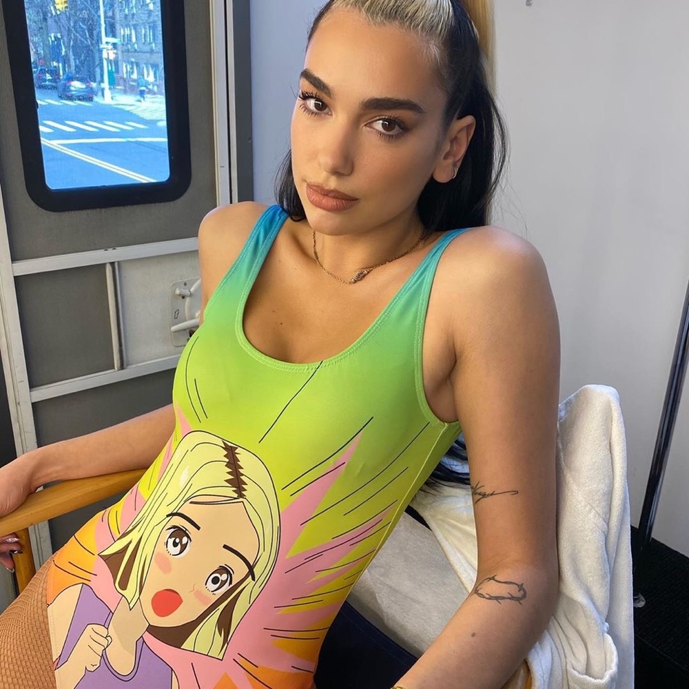 Dua Lipa Manga One Piece Purple Bodysuit - Picture 4 of 6